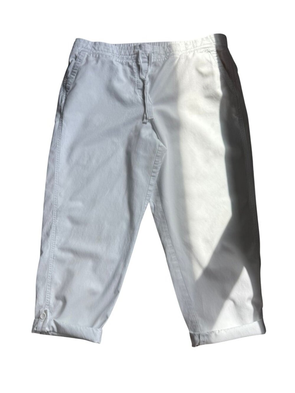 Talbots White Pull-On Crop Pants Size 16 Plus Cotton Lyocell Stretch
